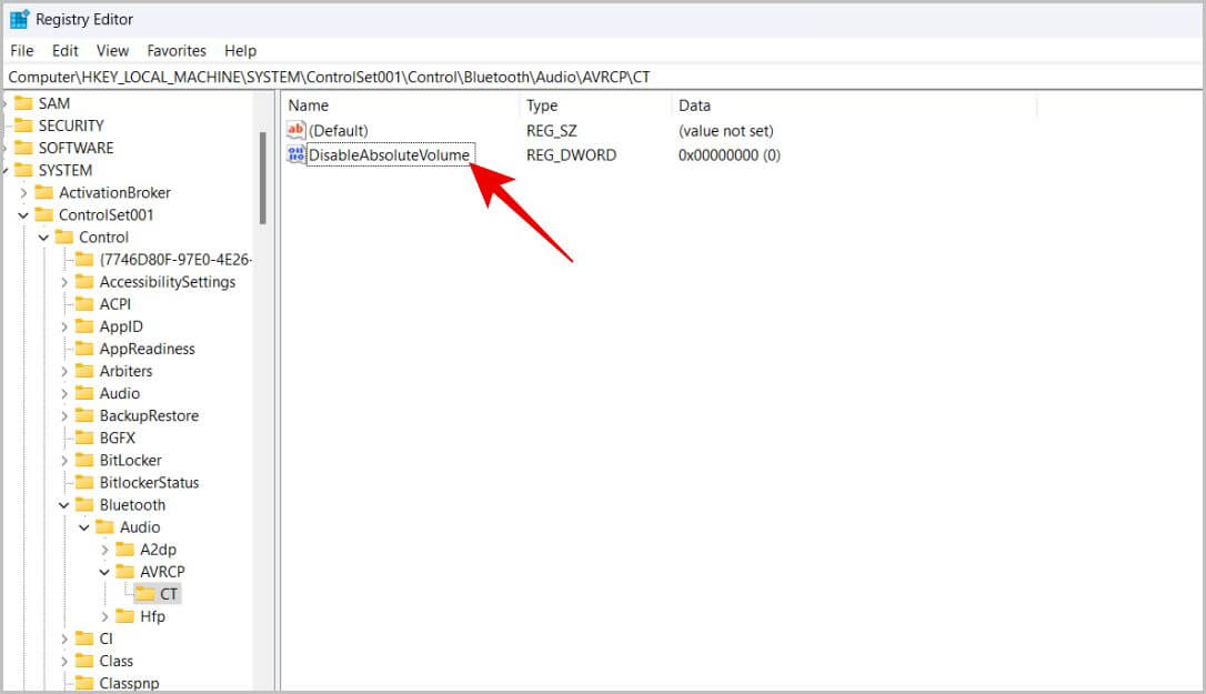 Disable-Absolute-Volume-on-Registry-Editor كيفية ضبط قنوات الصوت اليمنى واليسرى على Windows 11 و 10