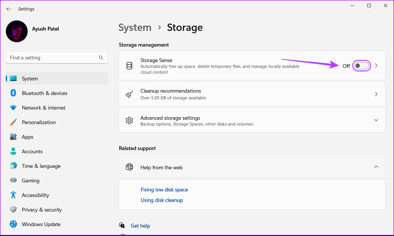 Disable-Storage-Sense أفضل 4 إصلاحات لعدم ظهور الملفات المحذوفة في سلة المحذوفات