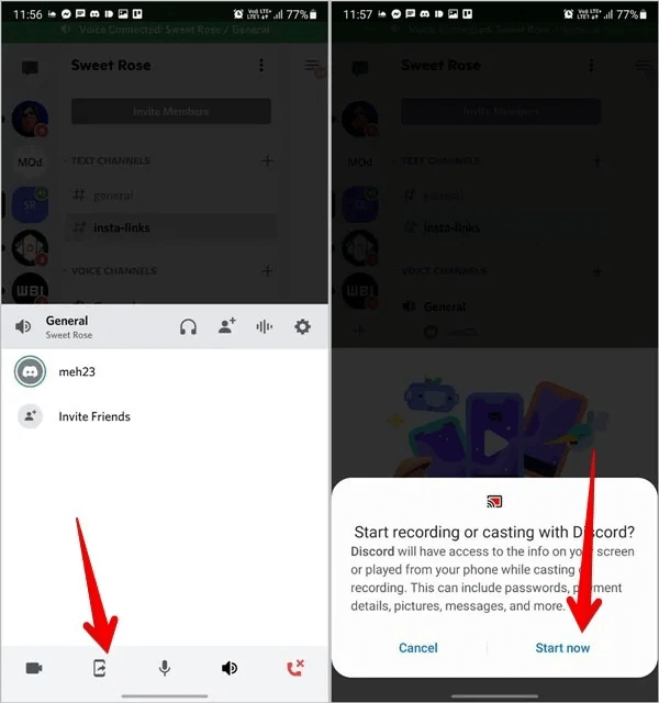 Discord-Screen-Share-Mobile-Start.jpg كيفية مشاركة الشاشة على Discord على الهاتف المحمول والكمبيوتر الشخصي