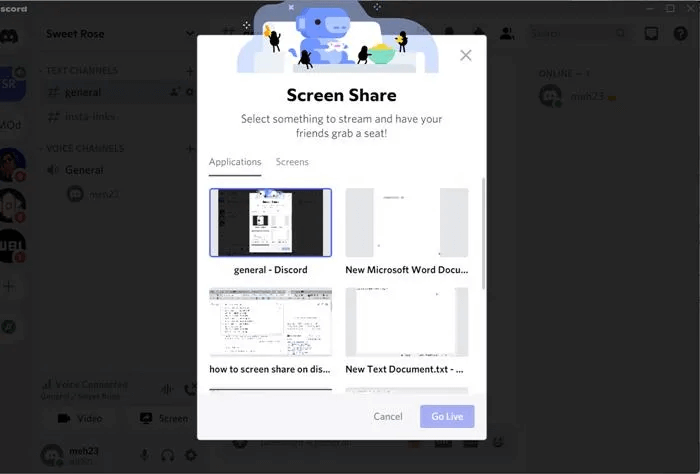 Discord-Screen-Share-PC-Select-Window.jpg كيفية مشاركة الشاشة على Discord على الهاتف المحمول والكمبيوتر الشخصي