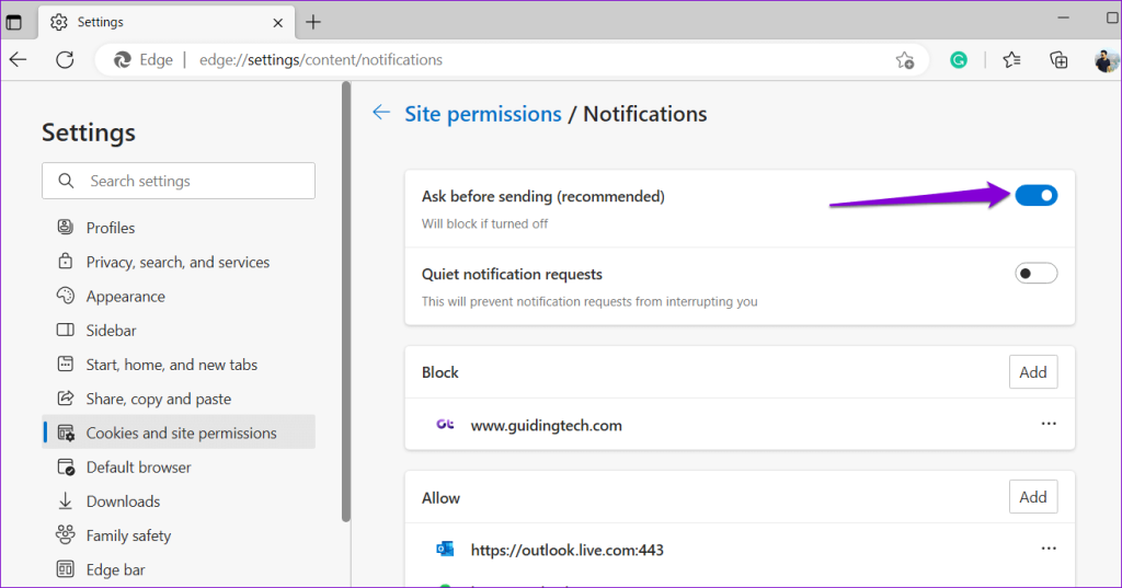 6 mejores formas de arreglar las notificaciones de Microsoft Edge que ...