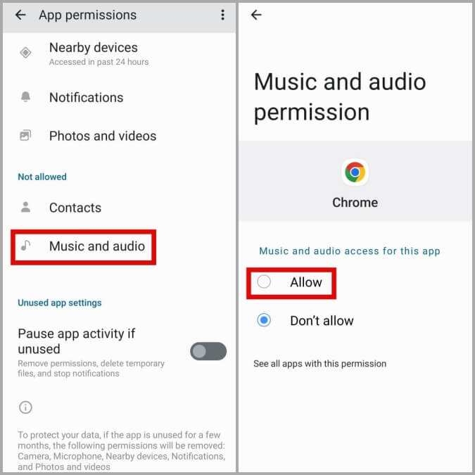 Enable-Sound-Permission-for-Chrome-on-Android أفضل 7 طرق لإصلاح عدم وجود صوت في Google Chrome لنظام Android