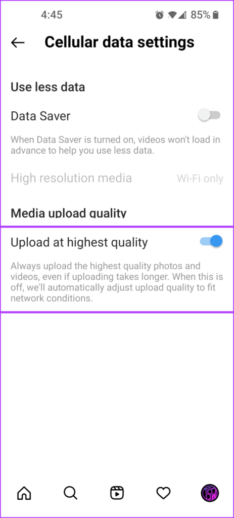 Enable-Toggle-1-463x1024-1 كيفية تشغيل الفيديوهات المرفوعة عالية الجودة في Instagram