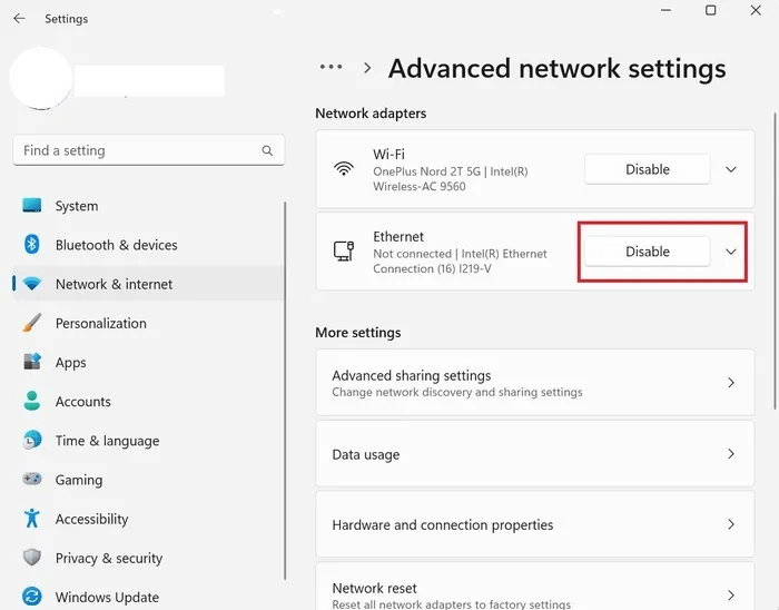 Ethernet-Connection-Not-Working-Advanced-Network-Settings-1.jpg اتصال Windows Ethernet لا يعمل؟ جرب هذه الإصلاحات