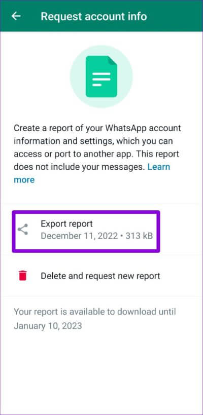 Export-WhatsApp-Report-500x1024-1 كيفية طلب وتنزيل معلومات حساب WhatsApp الخاص بك
