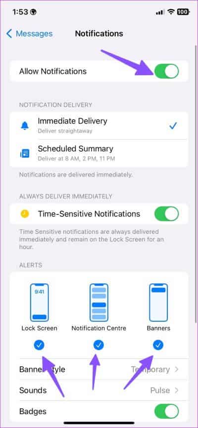 Fix-iPhone-Not-Receiving-Text-Notifications-23 أفضل 10 إصلاحات لعدم تلقى الإشعارات النصية على iPhone