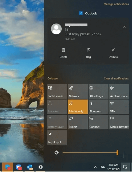 Focus-Assist-Outlook-Alert-Removed-1.jpg كيفية استخدام Windows 10 Focus Assist للتحكم في الإشعارات