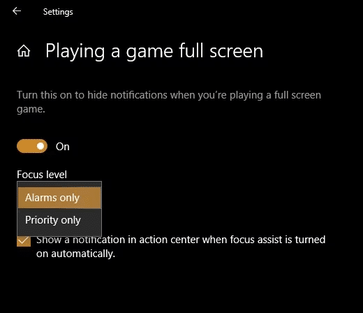 Focus-Assist-Playing-Game-Fullscreen-1.jpg كيفية استخدام Windows 10 Focus Assist للتحكم في الإشعارات