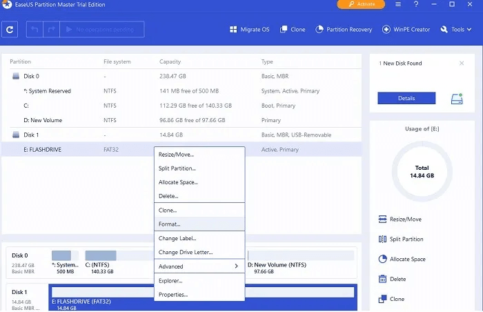 Format-USB-Windows-Disk-Management-EaseUS-Partition-Master-Right-Clivk-Format.jpg كيفية تهيئة محرك أقراص USB في Windows