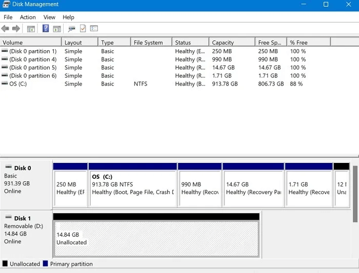 Format-USB-Windows-Disk-Management-List-pf-Disks.jpg كيفية تهيئة محرك أقراص USB في Windows