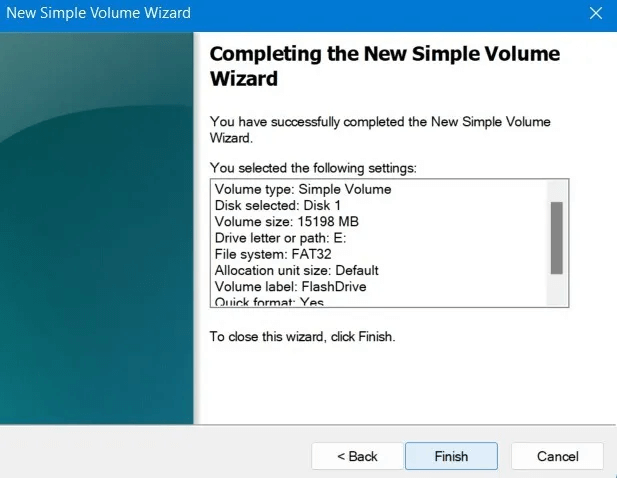 Format-USB-Windows-Disk-Management-Wizard-Completing.jpg كيفية تهيئة محرك أقراص USB في Windows