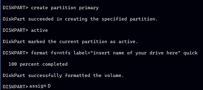 Format-USB-Windows-DiskPart-Assign.jpg كيفية تهيئة محرك أقراص USB في Windows