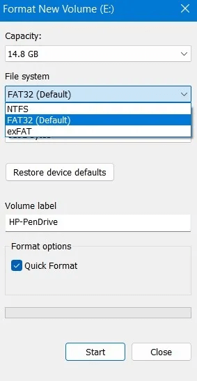 Format-USB-Windows-Filesystem-Details.jpg كيفية تهيئة محرك أقراص USB في Windows