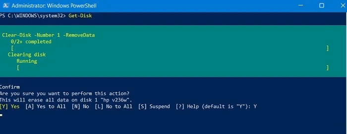 Format-USB-Windows-PowerShell-Clearing-Disk-Running.jpg كيفية تهيئة محرك أقراص USB في Windows