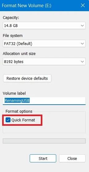 Format-USB-Windows-Quick-Format.jpg كيفية تهيئة محرك أقراص USB في Windows