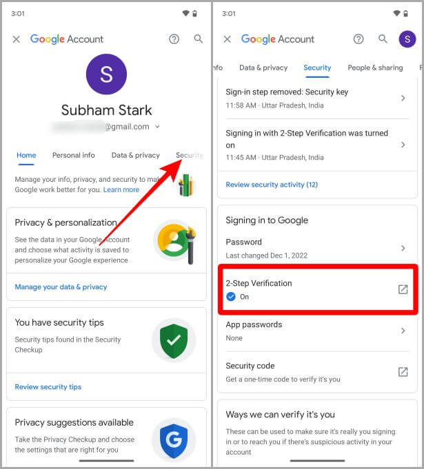 Google-Account-Security-Settings-Android كيفية استخدام الهاتف كمفتاح أمان (Bluetooth) لحساب Google