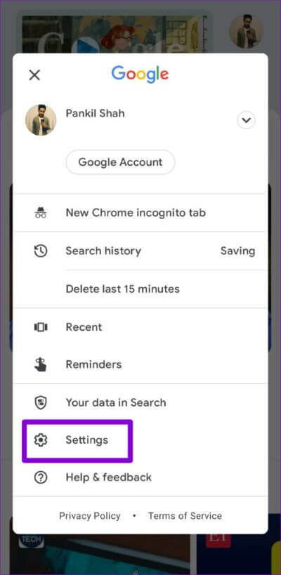 Google App Settings on Android 1 500x1024 1 - أفضل 7 طرق لإصلاح عدم عمل Bixby على هواتف Samsung Galaxy