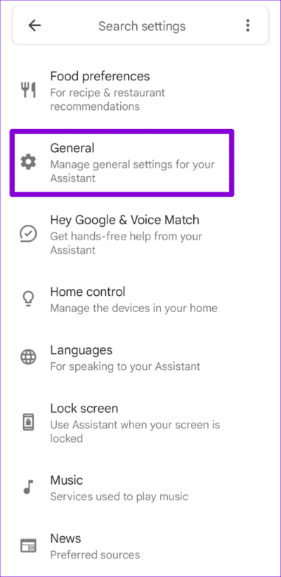 Google Assistant Settings Menu 500x1024 1 - أفضل 7 طرق لإصلاح عدم عمل Bixby على هواتف Samsung Galaxy