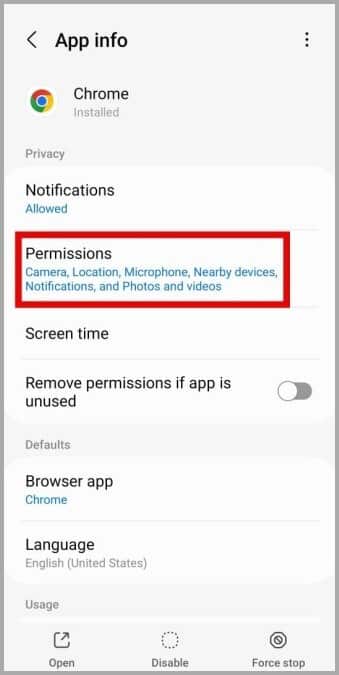 Google-Chrome-App-Permissions-on-Android أفضل 7 طرق لإصلاح عدم وجود صوت في Google Chrome لنظام Android