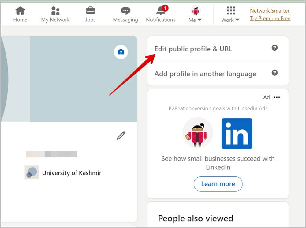 LinkedIn-PC-Profile-Edit-Link كيفية البحث عن رابط ملف تعريف LinkedIn ومشاركته على الهاتف المحمول والكمبيوتر الشخصي