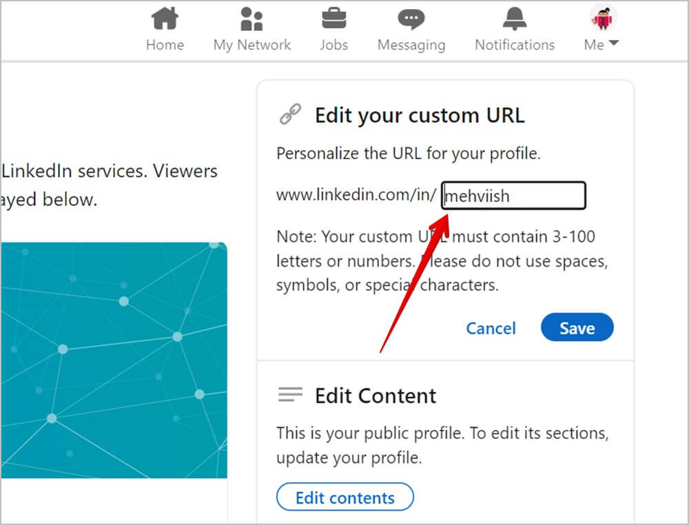LinkedIn-PC-Profile-link-edit كيفية البحث عن رابط ملف تعريف LinkedIn ومشاركته على الهاتف المحمول والكمبيوتر الشخصي