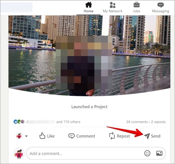 LinkedIn-Post-Link-PC-Send كيفية نسخ نص أو عنوان URL من منشور LinkedIn
