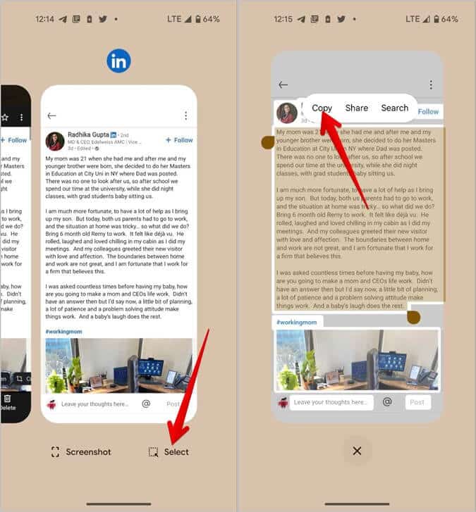LinkedIn-Post-Pixel-Copy-Text كيفية نسخ نص أو عنوان URL من منشور LinkedIn