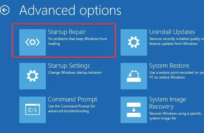 Login-Screen-startup-repair-in-WRE.jpg 8 طرق لإصلاح شاشة تسجيل الدخول إلى Windows المفقودة