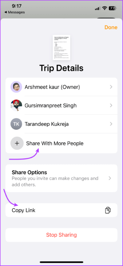 Manage-Sharing-preferences-of-collaborative-projects-2-475x1024-1 كيفية التعاون في المشاريع باستخدام الرسائل على iPhone و iPad و Mac