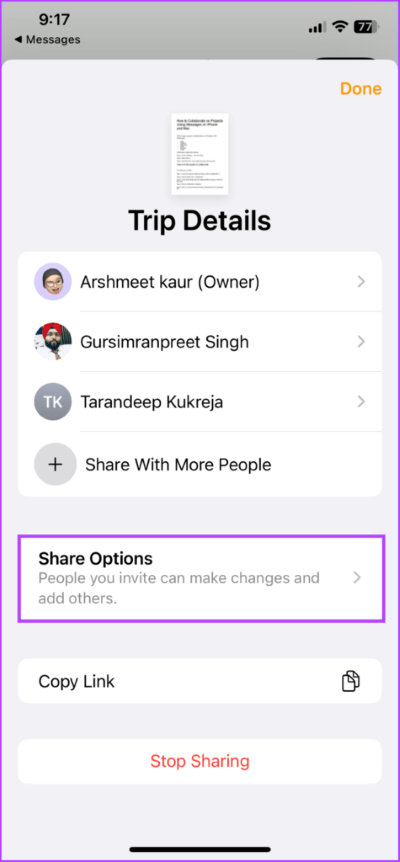Manage-Sharing-preferences-of-collaborative-projects-3-475x1024-1 كيفية التعاون في المشاريع باستخدام الرسائل على iPhone و iPad و Mac