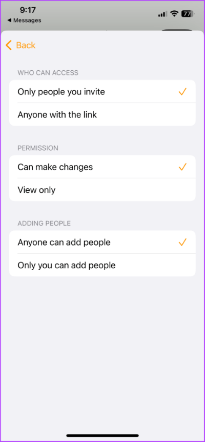Manage-Sharing-preferences-of-collaborative-projects-4-475x1024-1 كيفية التعاون في المشاريع باستخدام الرسائل على iPhone و iPad و Mac