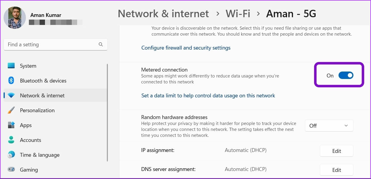 Metered-Connection-option كيفية إصلاح عدم تثبيت الميزات الاختيارية على Windows 11