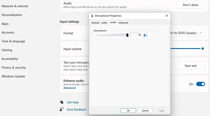Microphone-not-working-Windows11-Microphone-Volume.jpg كيفية إصلاح مشكلة عدم عمل الميكروفون في Windows