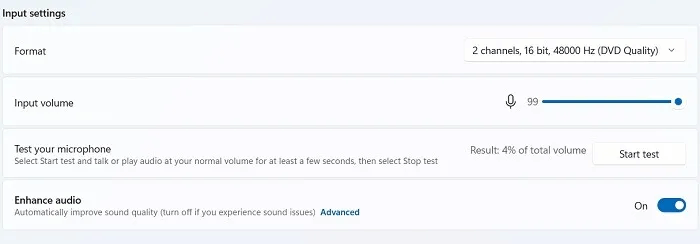 Microphone-not-working-Windows11-Result-Volume.jpg كيفية إصلاح مشكلة عدم عمل الميكروفون في Windows
