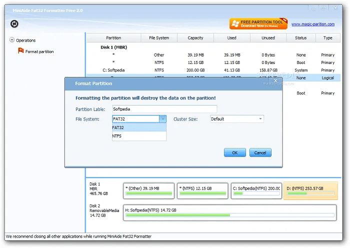 MiniAide-Fat32-Formatter.png كيفية تهيئة محرك أقراص بتنسيق FAT32 في Windows