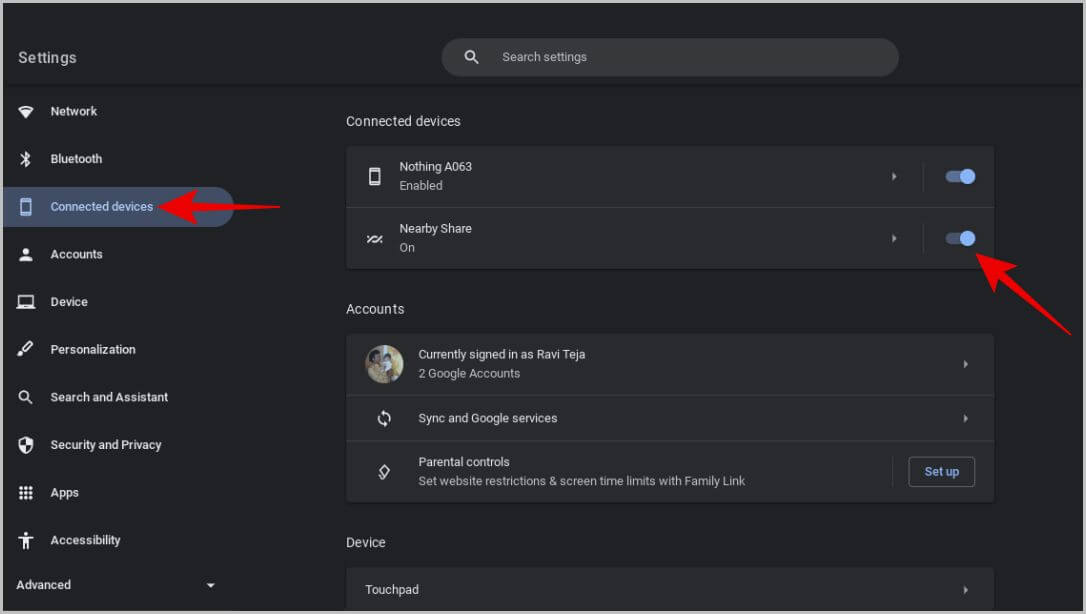 Nearby-Share-on-ChromeOS 8 ميزات فريدة لتكامل نظام التشغيل ChromeOS ونظام Android