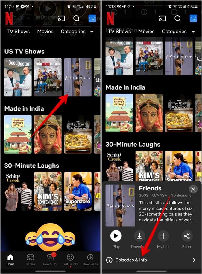 Netflix-Android-Episodes-info كيفية تغيير المواسم أو الحلقات على Netflix