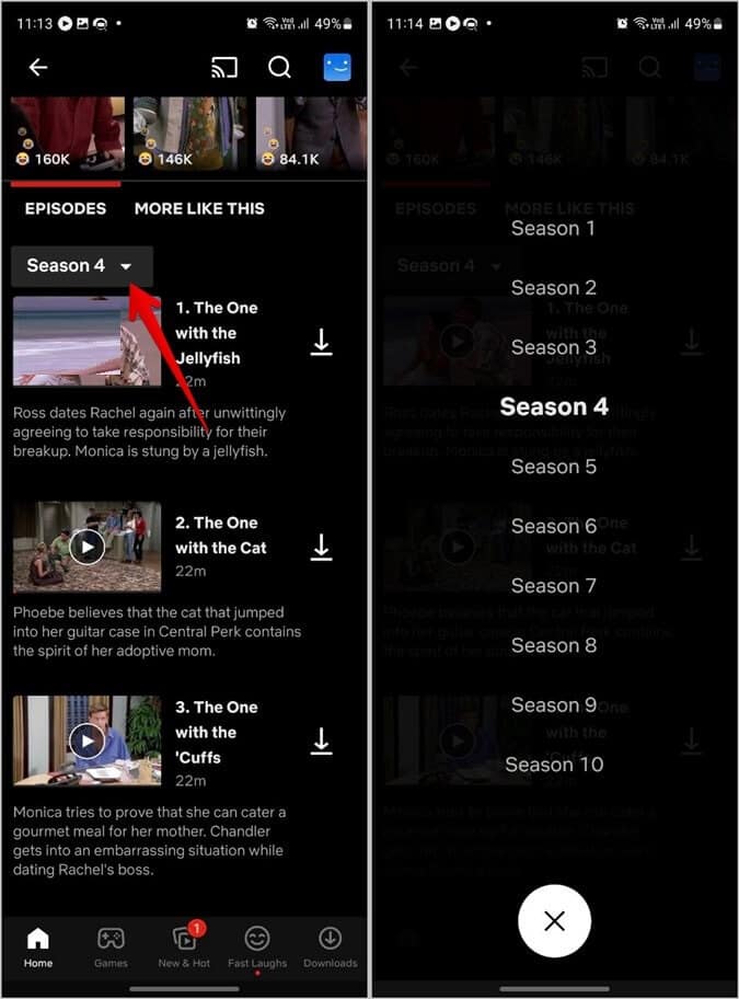 Netflix-Android-Season-Change كيفية تغيير المواسم أو الحلقات على Netflix
