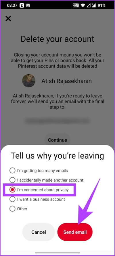 Open-it-and-click-on-‘Yes-delete-account-button كيفية حذف حساب Pinterest أو إلغاء تنشيطه