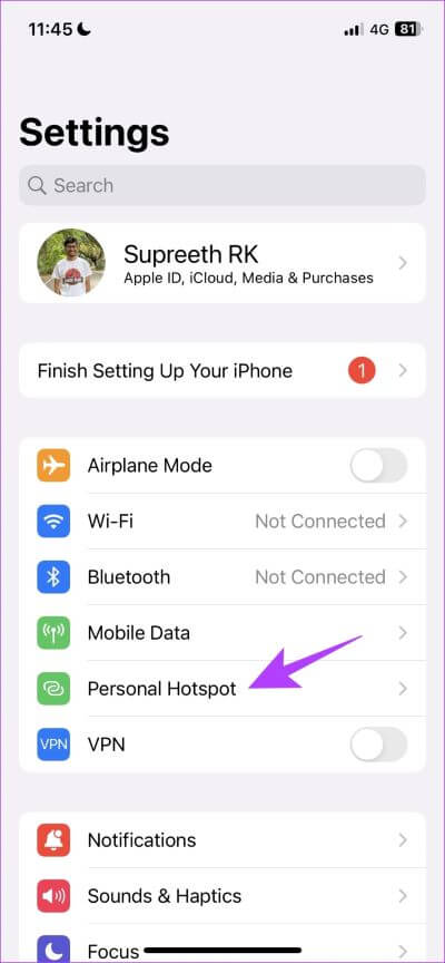 Personal-Hotspot-iPhone كيفية تغيير اسم نقطة الاتصال وكلمة المرور على iPhone و Android