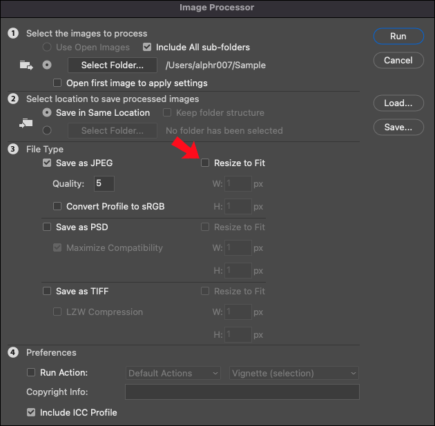 Photoshop-Image-Processor-6 كيفية تغيير حجم الملفات دفعة واحدة في برنامج Photoshop