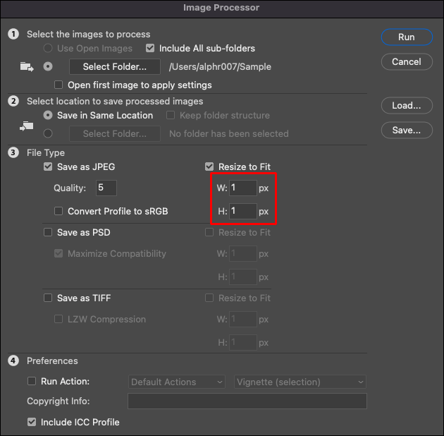 Photoshop-Image-Processor-7 كيفية تغيير حجم الملفات دفعة واحدة في برنامج Photoshop