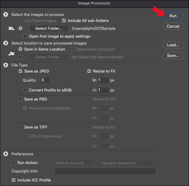 Photoshop-Image-Processor-8 كيفية تغيير حجم الملفات دفعة واحدة في برنامج Photoshop