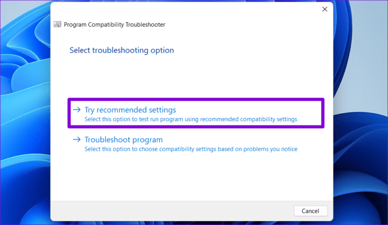 Program-Compatibility-Troubleshooter-768x445-1 أفضل 6 طرق لإصلاح خطأ لا يمكن تشغيل هذا التطبيق على جهاز الكمبيوتر Windows 11