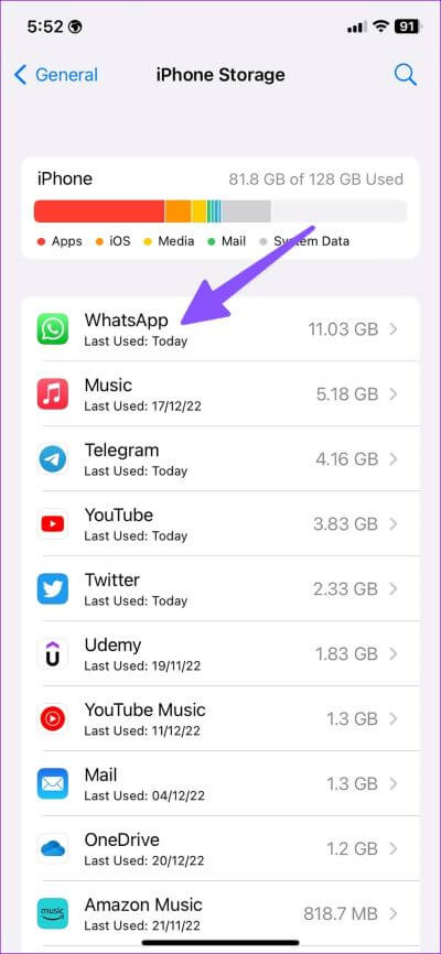Reduce-WhatsApp-Storage-on-iPhone-8 كيفية تقليل مساحة تخزين WhatsApp على iPhone