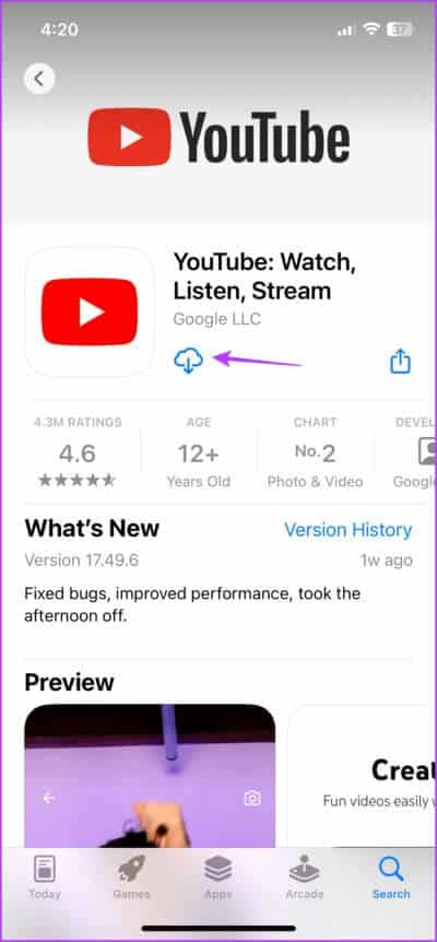Remove-and-Reinstall-the-App-3-713x1536-1 10 طرق لإصلاح تعطل تطبيق YouTube أو عدم عمله على iPhone
