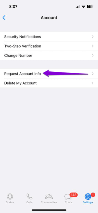 Request-WhatsApp-Account-Info-on-iPhone-474x1024-1 كيفية طلب وتنزيل معلومات حساب WhatsApp الخاص بك