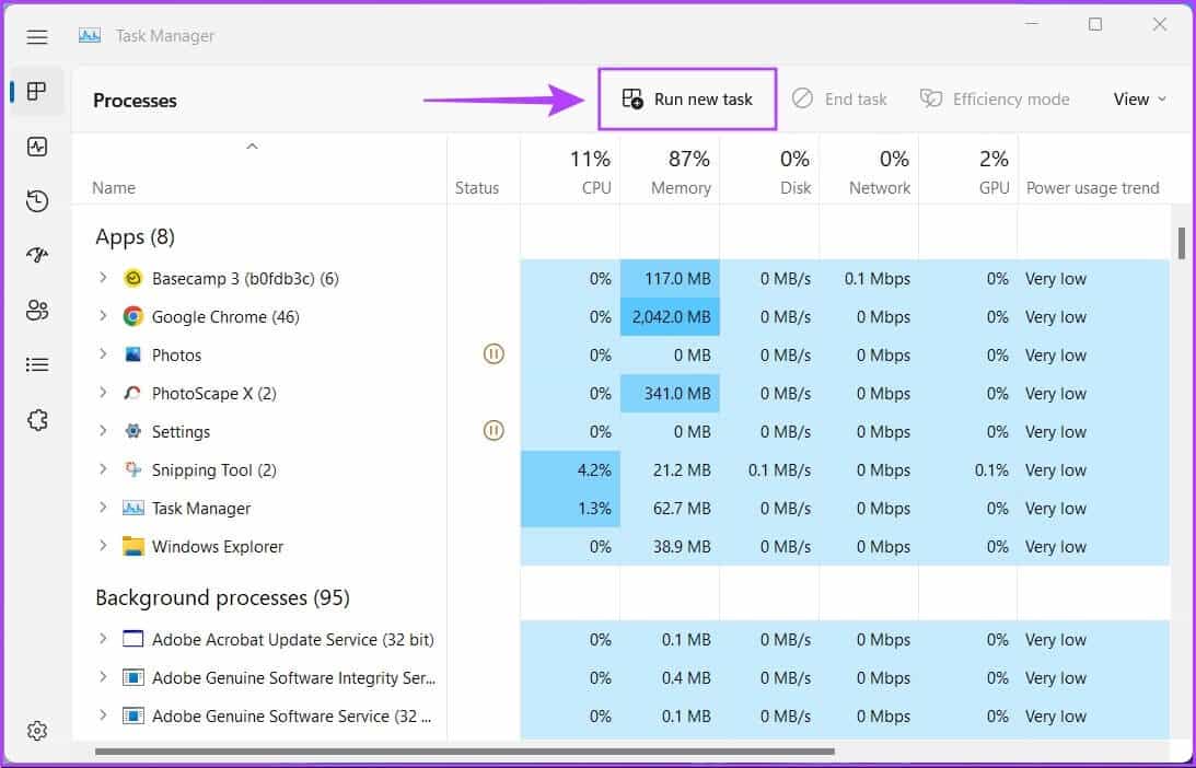 Run-New-Task-1 أفضل 6 طرق لفتح إدارة الألوان على Windows 11