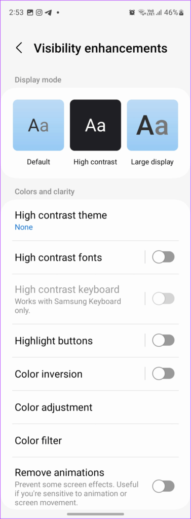 Samsung-Galaxy-Phone-Accessibility-Dark-Screen-377x1024-1 كيفية تشغيل الوضع الداكن أو إيقاف تشغيله على هواتف Samsung Galaxy