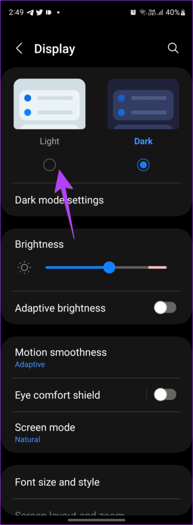 Samsung-Galaxy-Phone-Dark-Mode-Off-377x1024-1 كيفية تشغيل الوضع الداكن أو إيقاف تشغيله على هواتف Samsung Galaxy